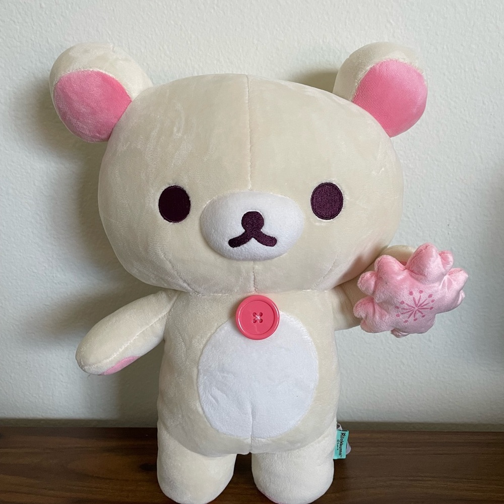 BRAND NEW San-X 14 Inch Korilakkuma with Cherry Blossom Plushie Round1